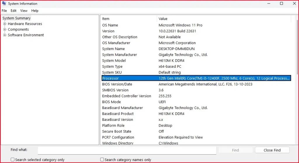 How to Check Your Computer Processor Generation (5 Simple Ways) 2 System Information window showing processor details on Windows