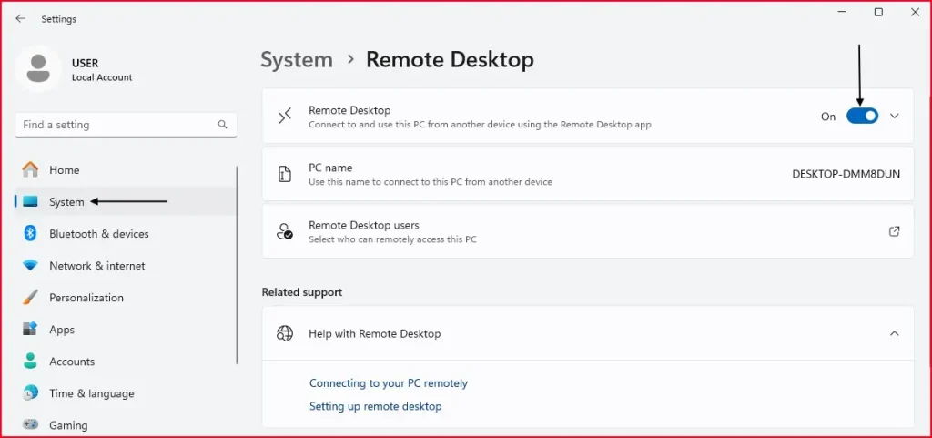 How to set up Remote Desktop in Windows 11 2 Turning on Remote Desktop in Windows 11 settings