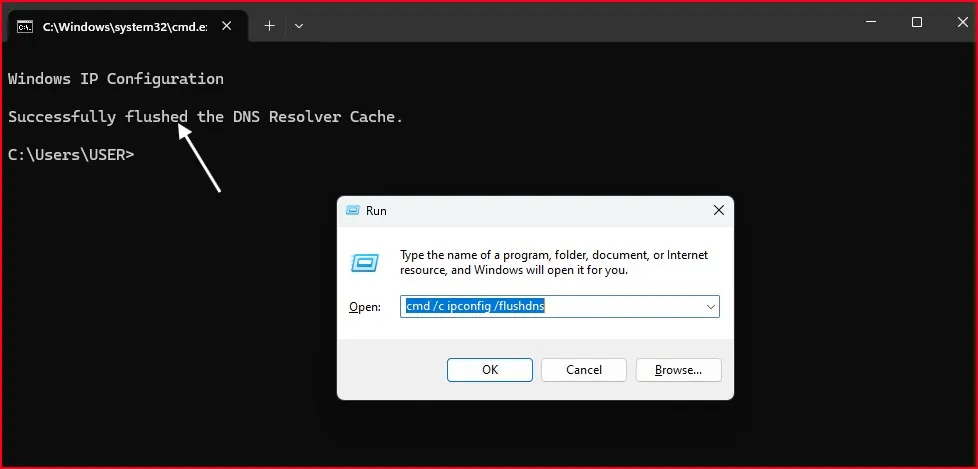 How to Flush DNS Cache on Your Windows 11 Computer 4 Flushing DNS cache through Run dialog using ipconfig command in Windows 11