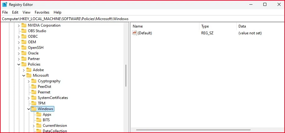 How to Turn Off Automatic Driver Updates in Windows 11 9 Navigate Registry Editor to WindowsUpdate policy key