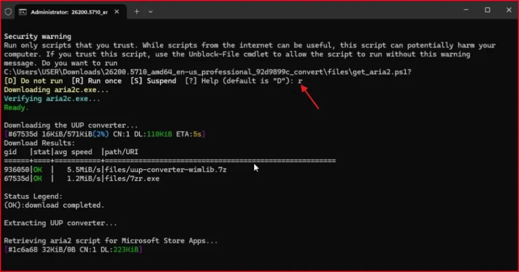 How to Download Windows 11 25H2 ISO (Without Insider Program) 12 Pressing R to start the ISO download in Command Prompt