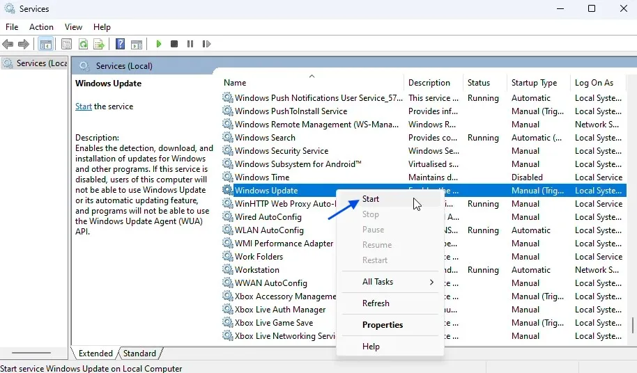 How to Delete Old Windows Update Files Safely 10 Windows Update service in Services window set to Start