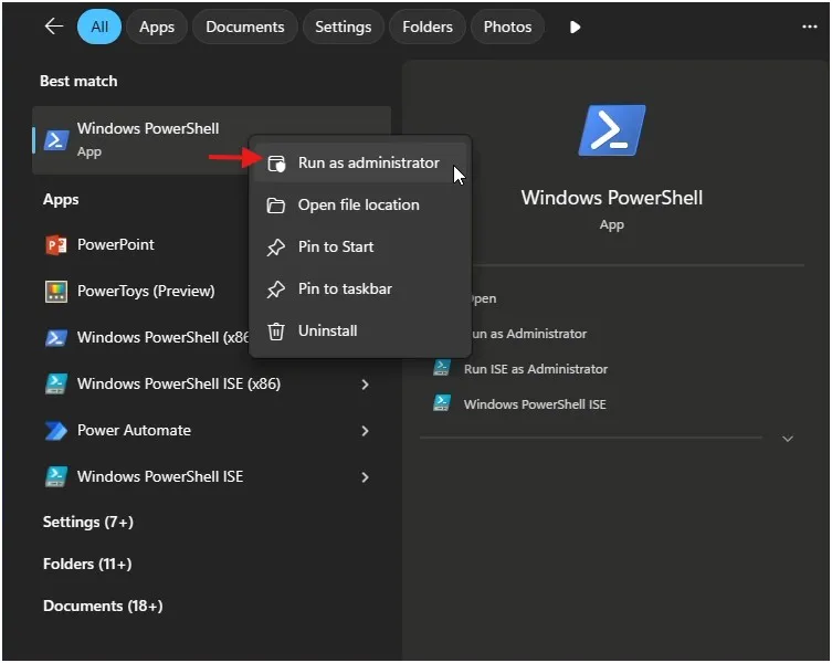 How to Change Network Type between Public and Private on Windows 11 7 Opening Power Shell as administrator