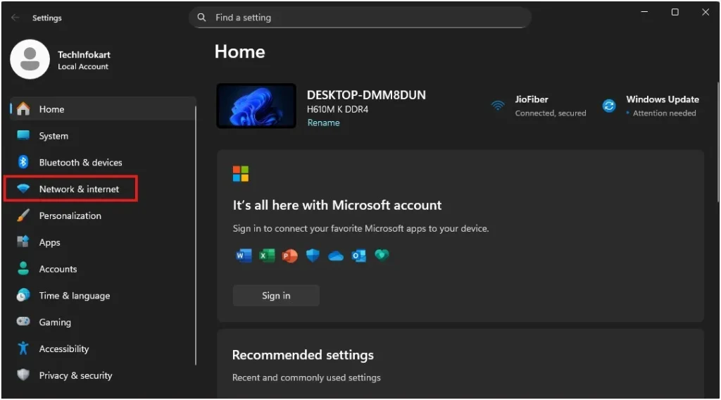 How to Reset Network Settings in Windows 2 Open Settings and select Network & Internet from the left panel in Windows 11