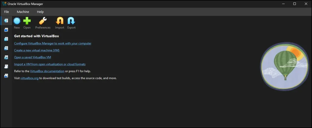 How to Install VirtualBox 7.2.4 on Windows 11 10 Oracle VM VirtualBox Manager main window on Windows 11