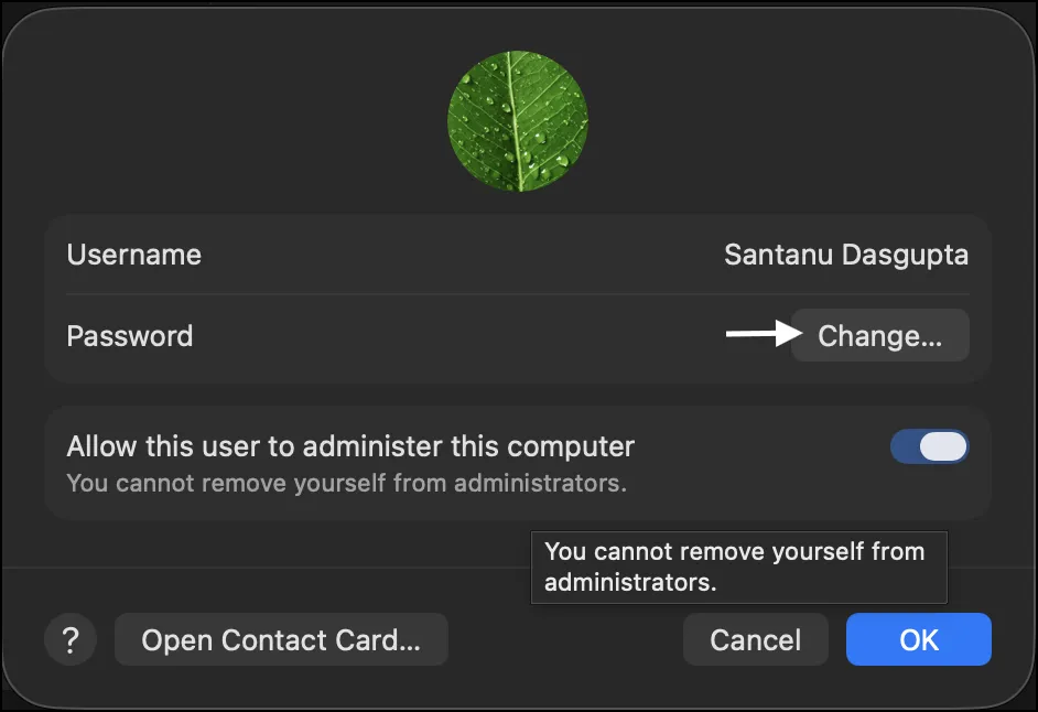 How to Change Login Password on Mac 4 Click on Change Password option on Mac