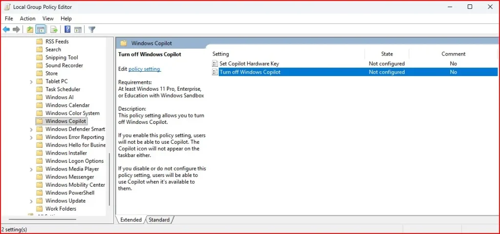 How to Disable Copilot in Windows 11 4 Windows Components folder inside Group Policy Editor