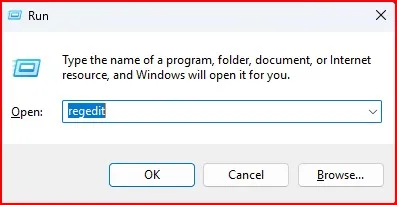How to Disable Copilot in Windows 11 6 Run dialog box showing regedit command in Windows 11