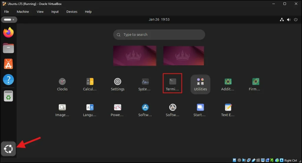How to Fix Copy-Paste Not Working in Ubuntu VirtualBox (Windows to Linux VM Guide) 3 Open Terminal in Ubuntu from Show Applications menu