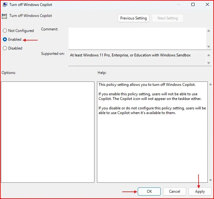How to Disable Copilot in Windows 11 5 Turn off Windows Copilot policy enabled in Group Policy Editor