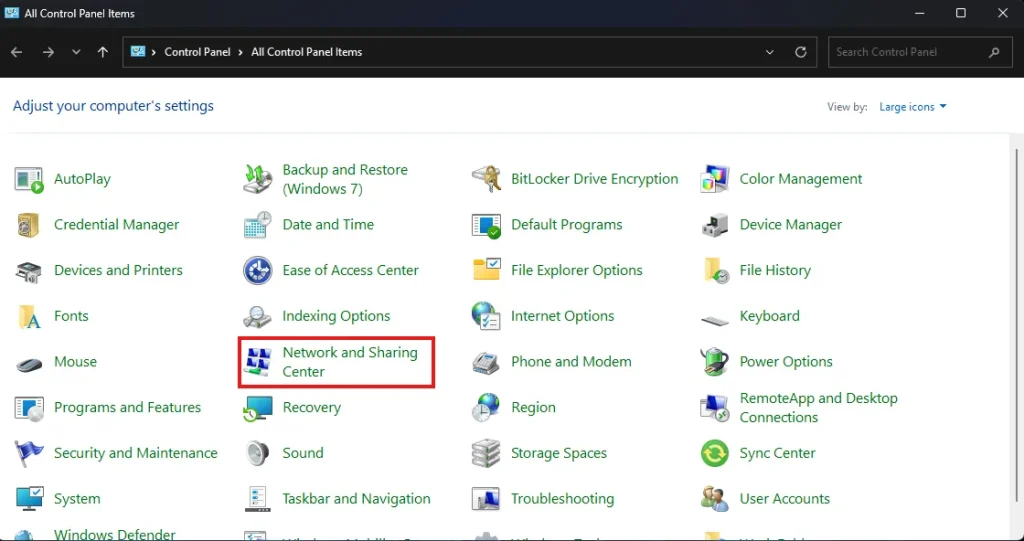 How to Show Saved WiFi Password in Windows 11 2 Open Control Panel and select Network and Sharing Center in Windows 11