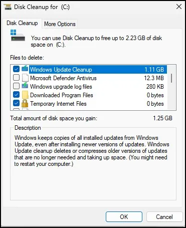 How to Free Up Space in Windows 11 (Simple Ways to Clean Your C Drive) 3 disk cleanup showing junk files list in windows 11