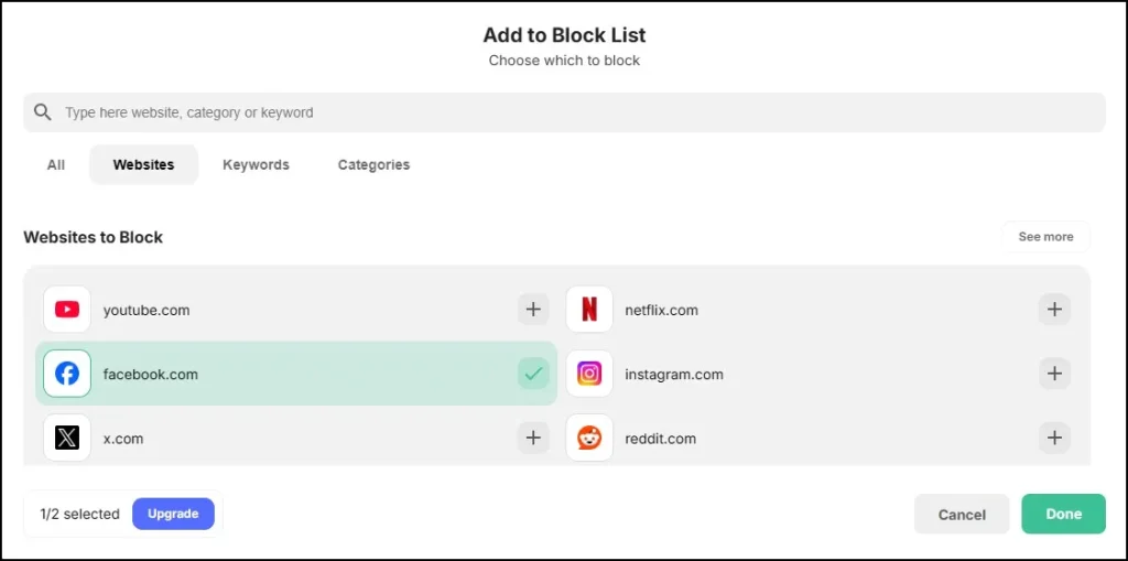 How to Block Websites on Windows 11 (2 Easy Working Methods) 9 Adding facebook.com to the BlockSite website block list in Chrome