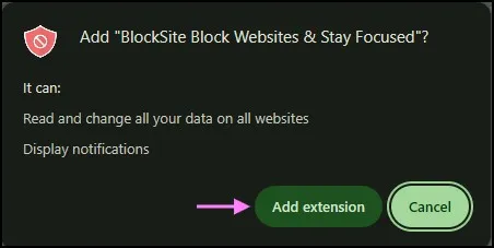 How to Block Websites on Windows 11 (2 Easy Working Methods) 7 Confirming installation of the BlockSite extension in Google Chrome