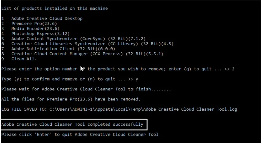 Adobe Premiere Pro Won't Uninstall? Fix the "Adobe Creative Cloud Is Running" Error 11 Creative Cloud Cleaner Tool completed successfully message