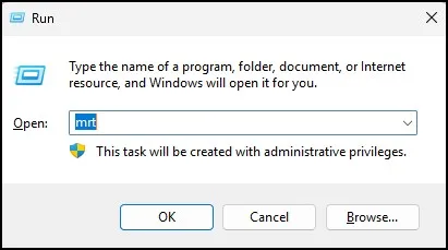 How to Run Microsoft Malicious Software Removal Tool (MSRT) in Windows 11 2 Run dialog with mrt command entered in Windows 11